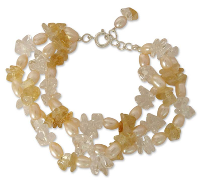 Pearl and citrine beaded bracelet