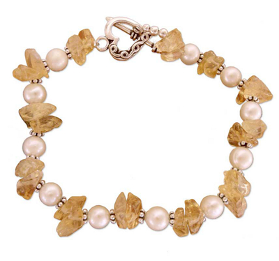 Pearl and citrine heart bracelet