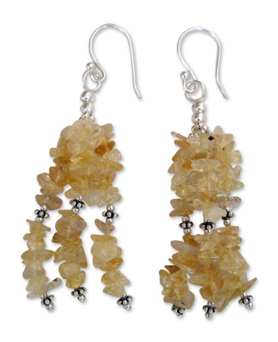 Handcrafted Citrine and Silver Waterfall Earrings