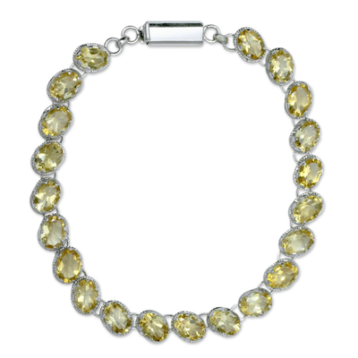 Sterling Silver Tennis Style Citrine Bracelet from India