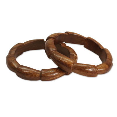 Handmade Wood Bangle Bracelets (Pair)