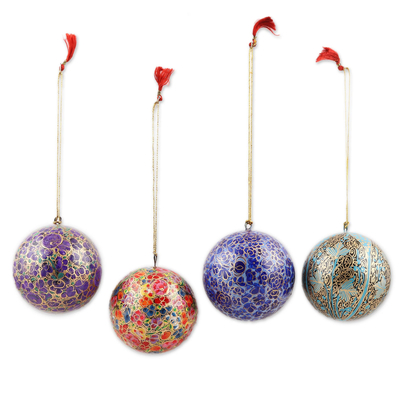 Handcrafted Christmas Papier Mache Ornaments (Set of 4)