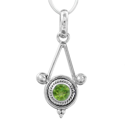 Sterling Silver and Peridot Necklace Modern Indian Jewelry