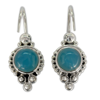 Classic India Jewelry Silver Earrings with Chalcedony