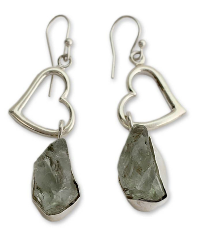 Prasiolite heart earrings
