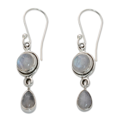 Moonstone Earrings in Sterling Silver Handmade in India