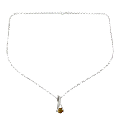 Modern Jewelry Sterling Silver and Citrine Necklace