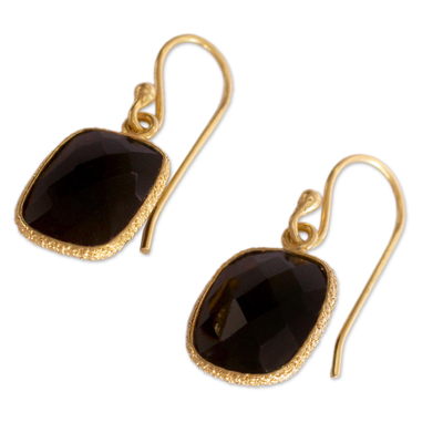 Handmade Gold Vermeil and Black Onyx Dangle Earrings India