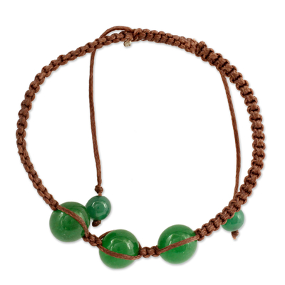 Handcrafted Cotton Shamballa Green Onyx Bracelet