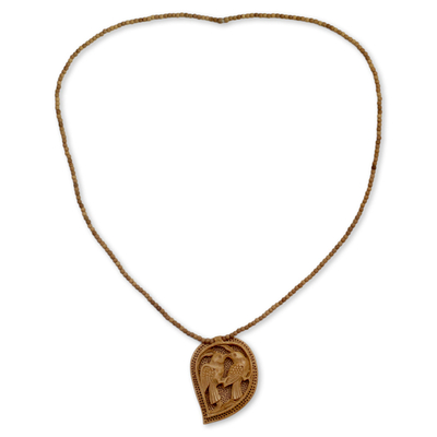 Hand Carved Wood Necklace from India Jewelry Collection