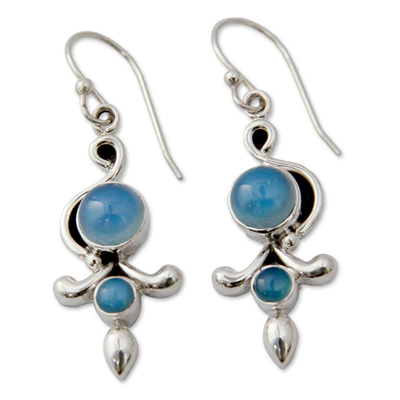 Sterling Silver and Chalcedony Earrings India Jewelry