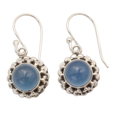 Artisan Crafted Silver and Blue Chalcedony Earrings India