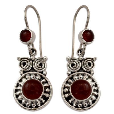 Handcrafted Indian Sterling Silver and Carnelian Earrings