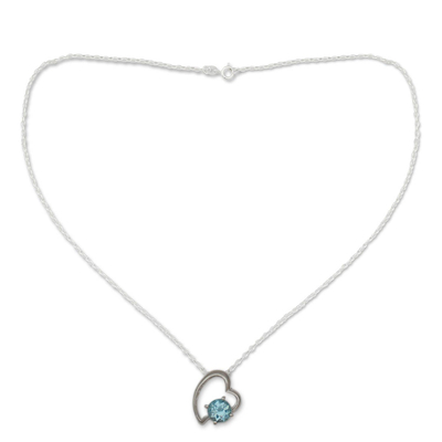 Indian Heart Jewelry Sterling Silver and Blue Topaz Necklace