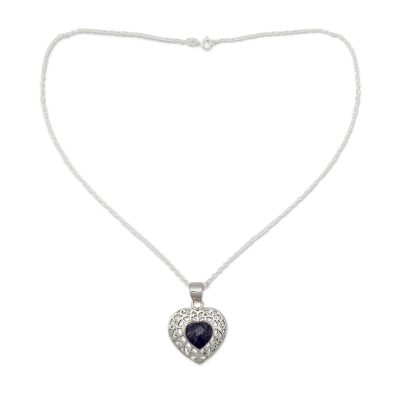 Heart Shaped Sterling Silver and Lapis Lazuli Necklace