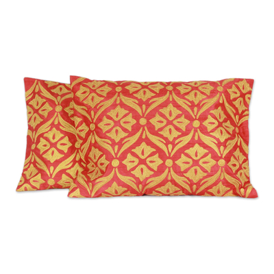 Floral Embroidered Cushion Covers from India (Pair)