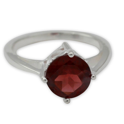 Garnet solitaire ring