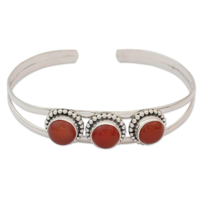 Sterling Silver and Carnelian Cuff Bracelet