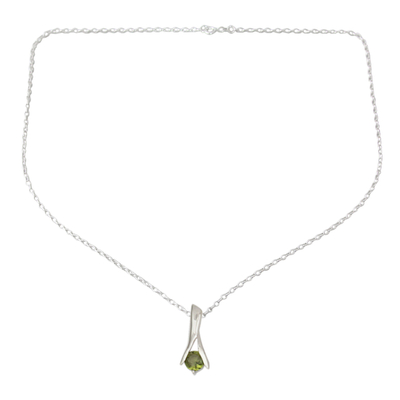 Fair Trade Modern Sterling Silver and Peridot Necklace
