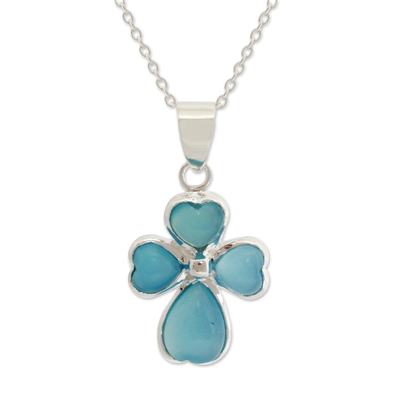 Indian Cross Sterling Silver and Chalcedony Necklace