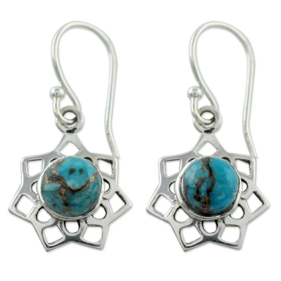 Turquoise Color Earrings Hand Crafted in Sterling Silver