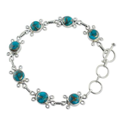 Sterling Silver and Composite Turquoise Bracelet
