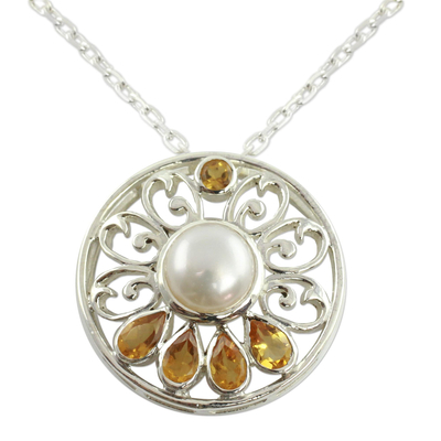 Handcrafted Pearl and Citrine Necklace