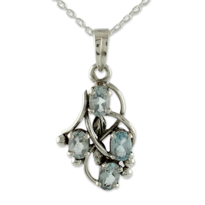 Blue Topaz and Sterling Silver Necklace India Jewelry