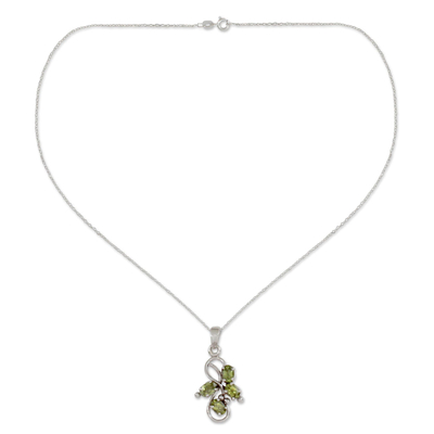 1.5 Carat Peridot Pendant on Sterling Silver Necklace