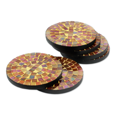 Round Glass Tile Coasters Handcrafted in India (set of 6)