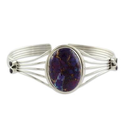 Amethyst and Composite Turquoise Silver Cuff Bracelet