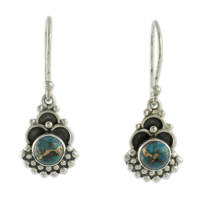 Sterling Silver Earrings Handcrafted with Blue Turquoise