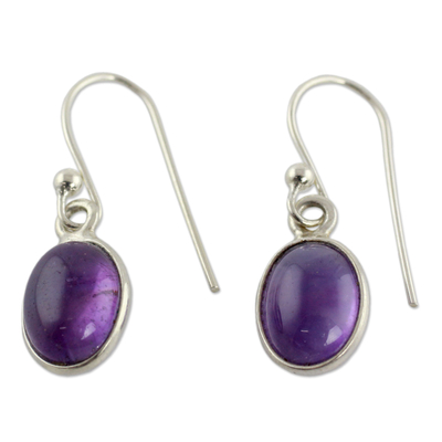 Silver and Amethyst Earrings Crafted in India