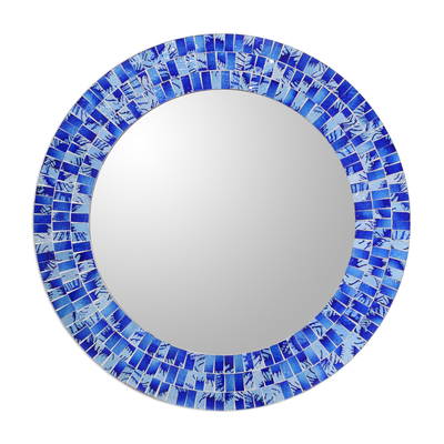 Handcrafted Glass Tile Round Wall Mirror