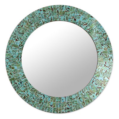 Glass Tiles Round Wall Mirror