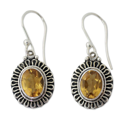 India Artisan Crafted Faceted Citrine Earrings