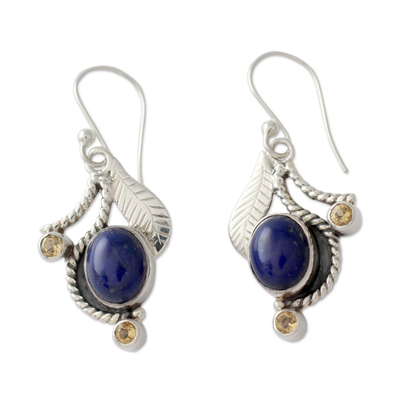 Lapis Lazuli and Citrine Hook Earrings