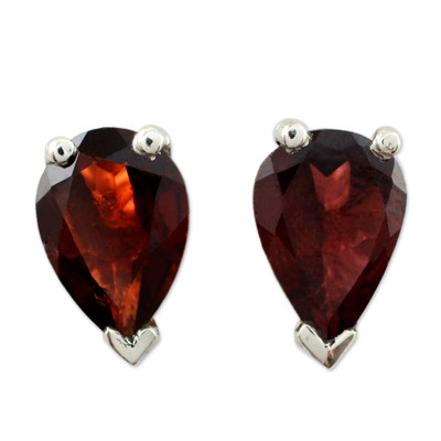 Fair Trade Garnet Stud Earrings 2.5 cts