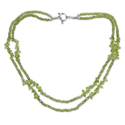 Handcrafted Natural Peridot Double Strand Necklace