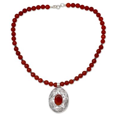 Indian Carnelian and Sterling Silver Necklace