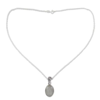 Artisan Made Silver and Rainbow Moonstone Necklace