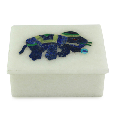 Blue Elephant Marble Inlay Jewelry Box