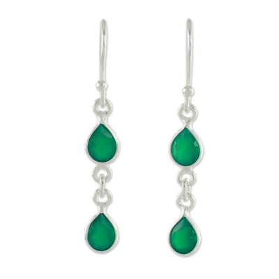 Fair Trade Sterling Silver and Green Onyx Earrings