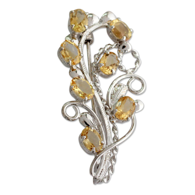 Fair Trade Citrine and Sterling Silver Brooch Pin