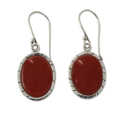 Fair Trade Carnelian and Silver Earrings from India