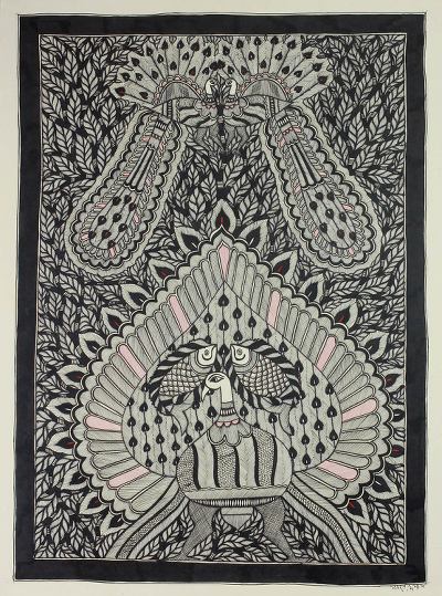 Original Madhubani Style Painting on Handmade Paper