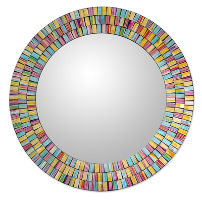 Artisan Crafted Glass Mosaic Wall Mirror in Many Colors