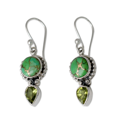 Peridot and Sterling Silver Dangle Earrings from India