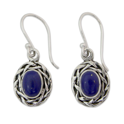 Dangle Earrings Featuring Lapis Lazuli and 925 Silver