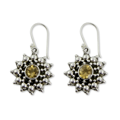 Artisan Crafted Citrine and Sterling Silver Star Earrings
